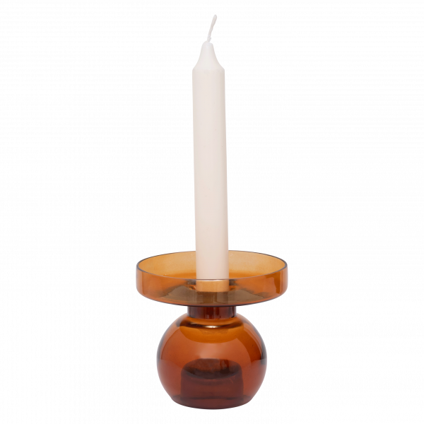 Reversible Glass Candle Holder in Smoked Apricot