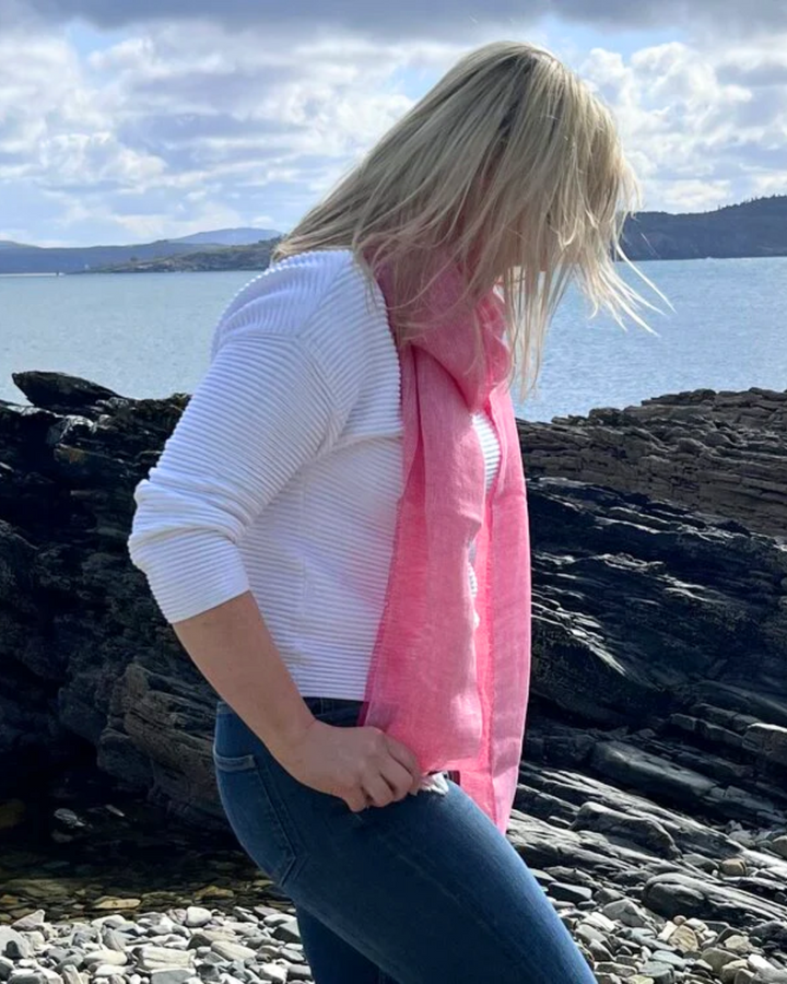 Irish Linen Scarf in Fuschia