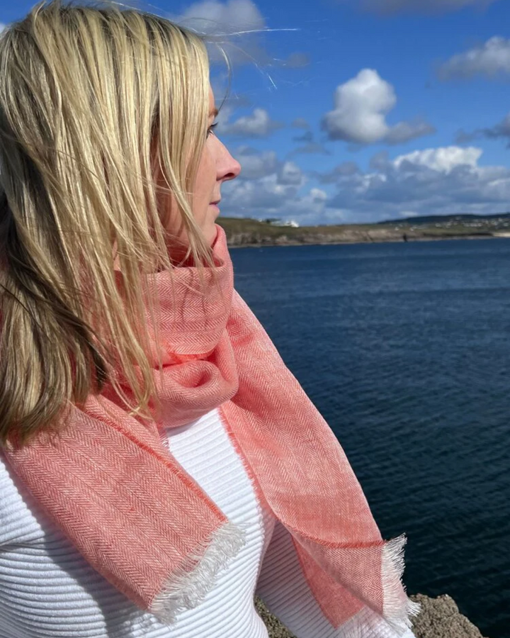 Irish Linen Scarf in Nectarine