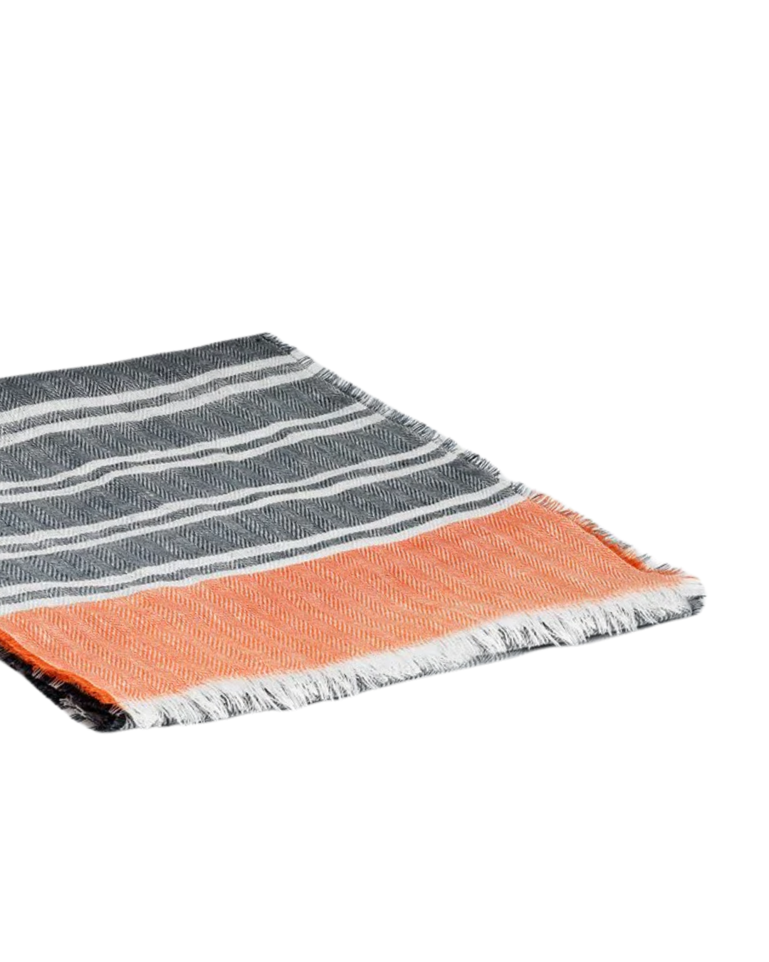 Irish Linen Scarf in Nautical Grey & Orange