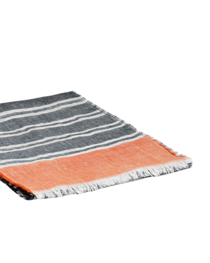 Irish Linen Scarf in Nautical Grey & Orange