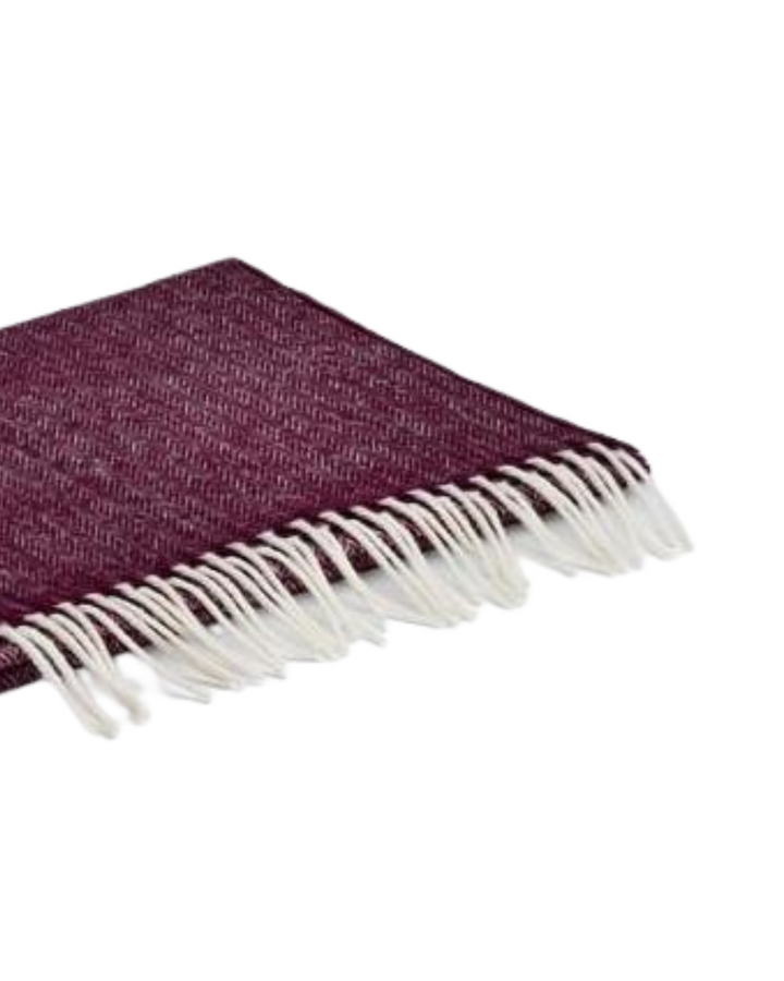 Merino Lambswool Scarf In Mulberry Herringbone