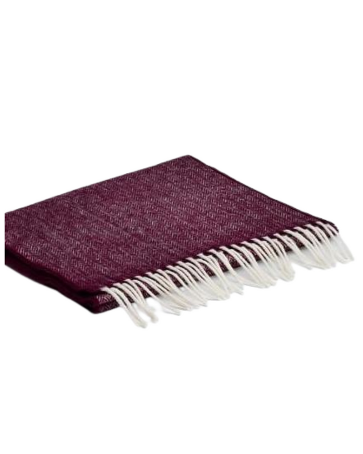 Merino Lambswool Scarf In Mulberry Herringbone
