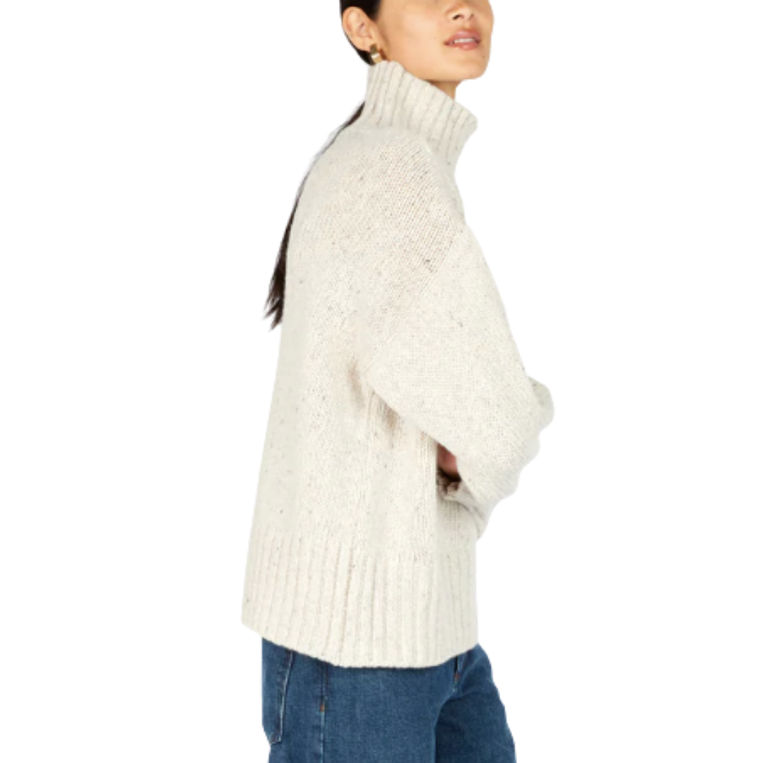 Cashmere blend Paige Polo Neck Jumper in Chalk