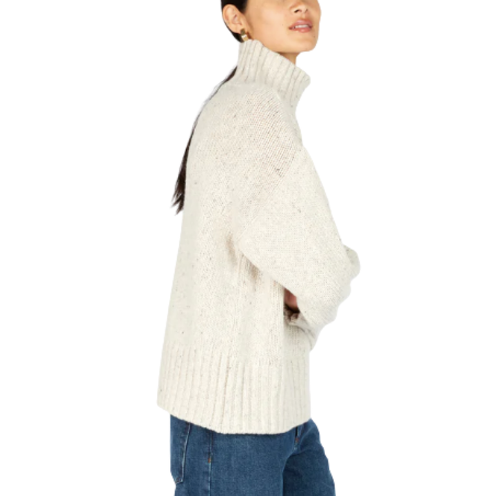 Cashmere blend Paige Polo Neck Jumper in Chalk