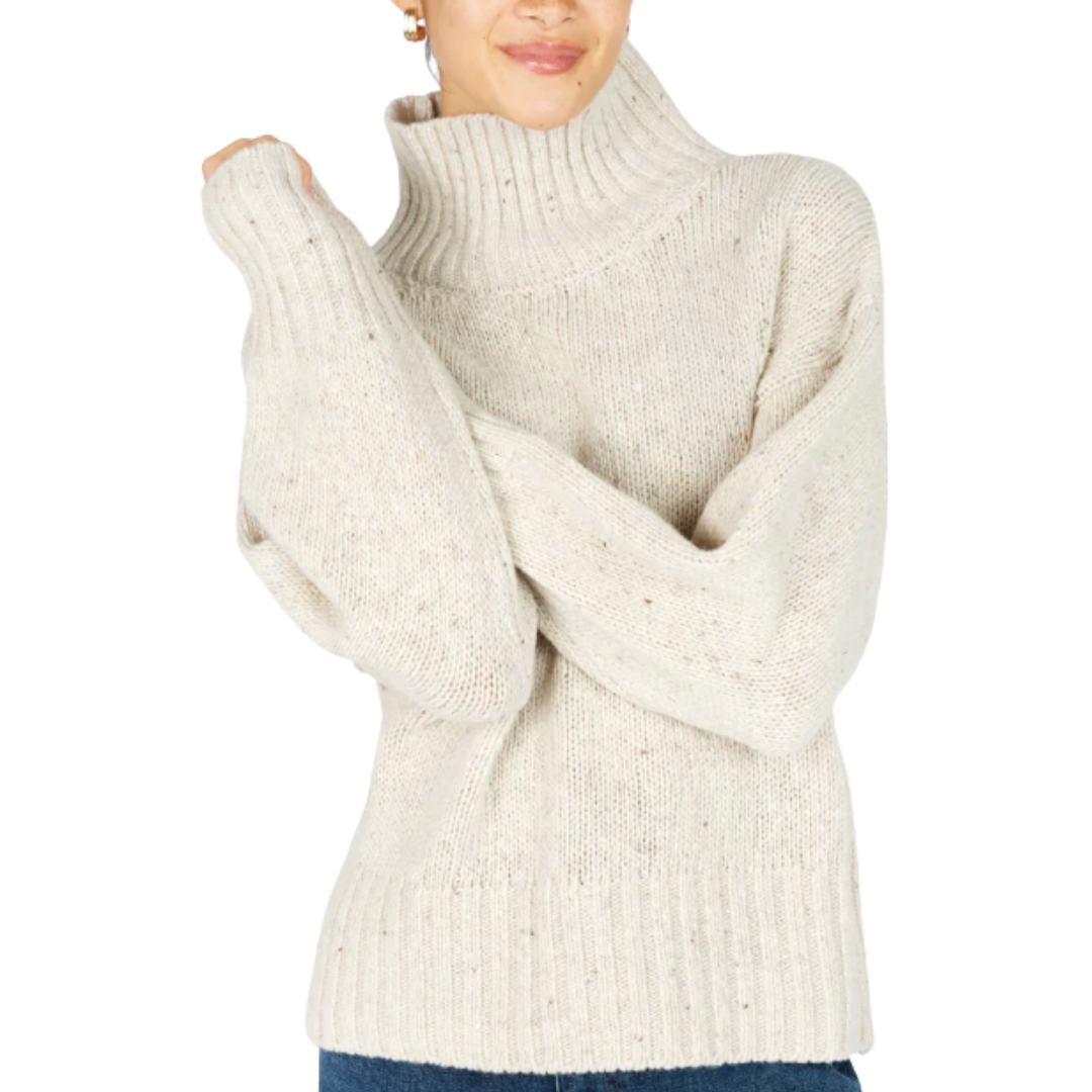 Cashmere blend Paige Polo Neck Jumper in Chalk