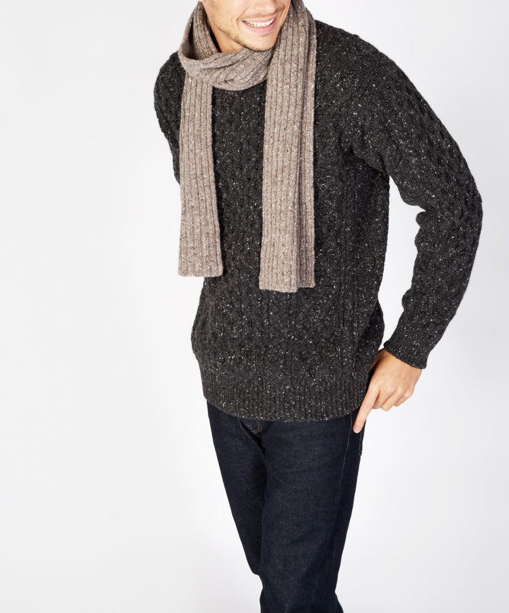 Luxe Cashmere Blend Ribbed Merino Scarf in Rocky Ground