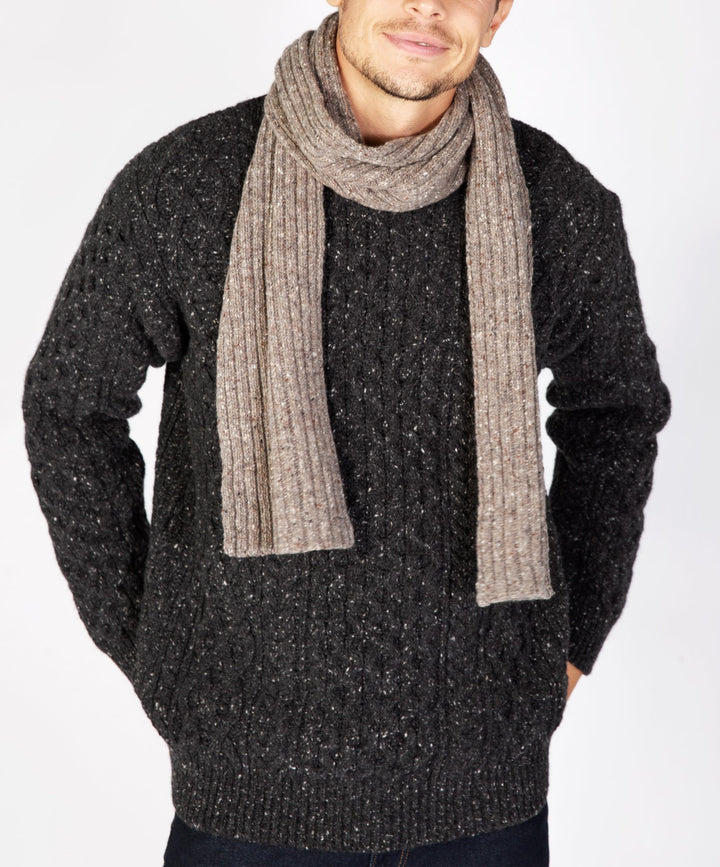 Luxe Cashmere Blend Ribbed Merino Scarf in Rocky Ground