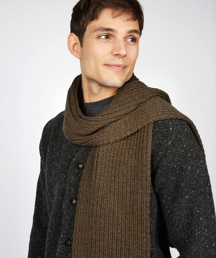 Ribbed Merino Scarf in Forest