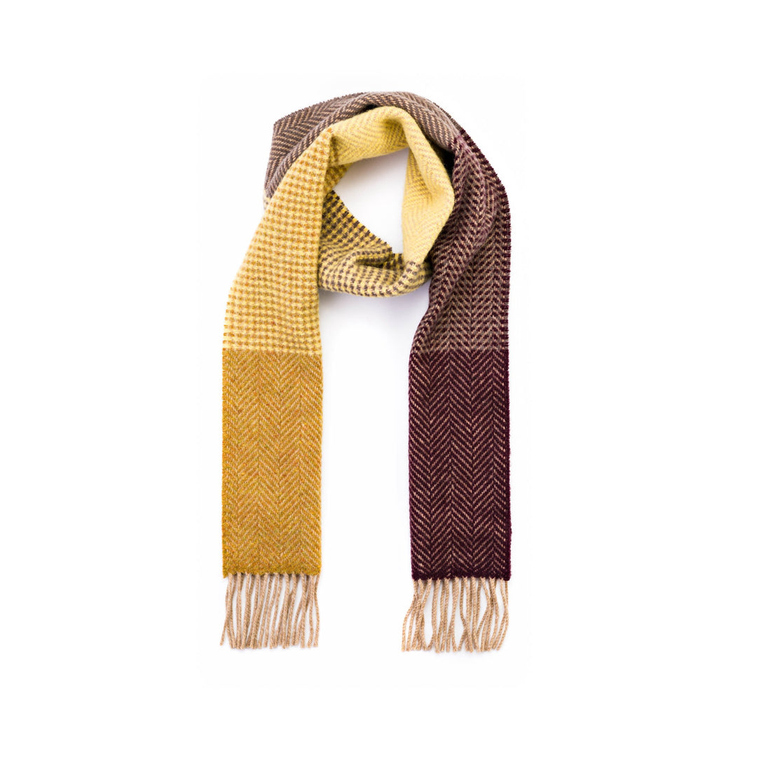 Cashmere & Merino Scarf Gold Mustard Plaid
