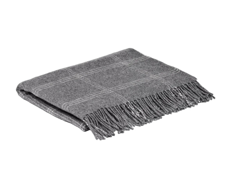 Merino Pashmina Wrap in Grey Windowpane