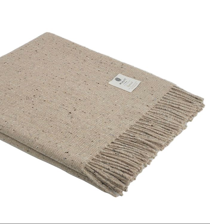 Donegal Lambswool Tweed Throw in Inishkeel Oatmeal