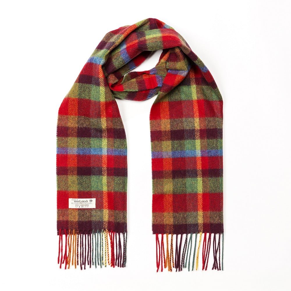 Lambswool Scarf Red Green Yellow Check