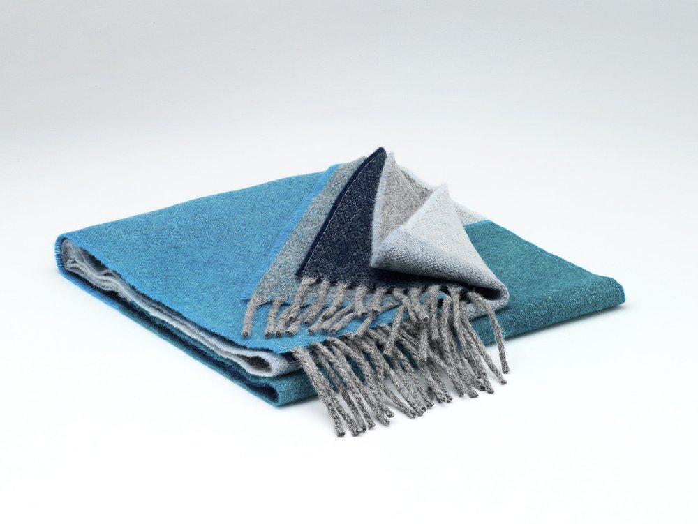 Merino Lambswool Scarf in Marine Stripe