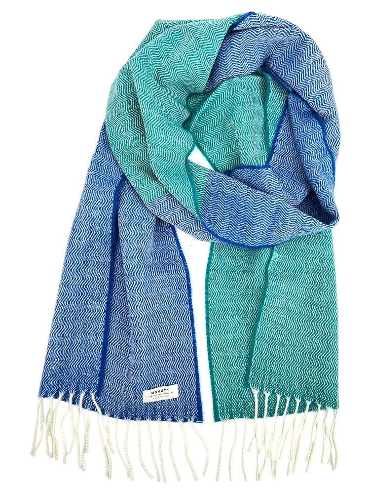 Merino Lambswool Scarf in Scuba Wave