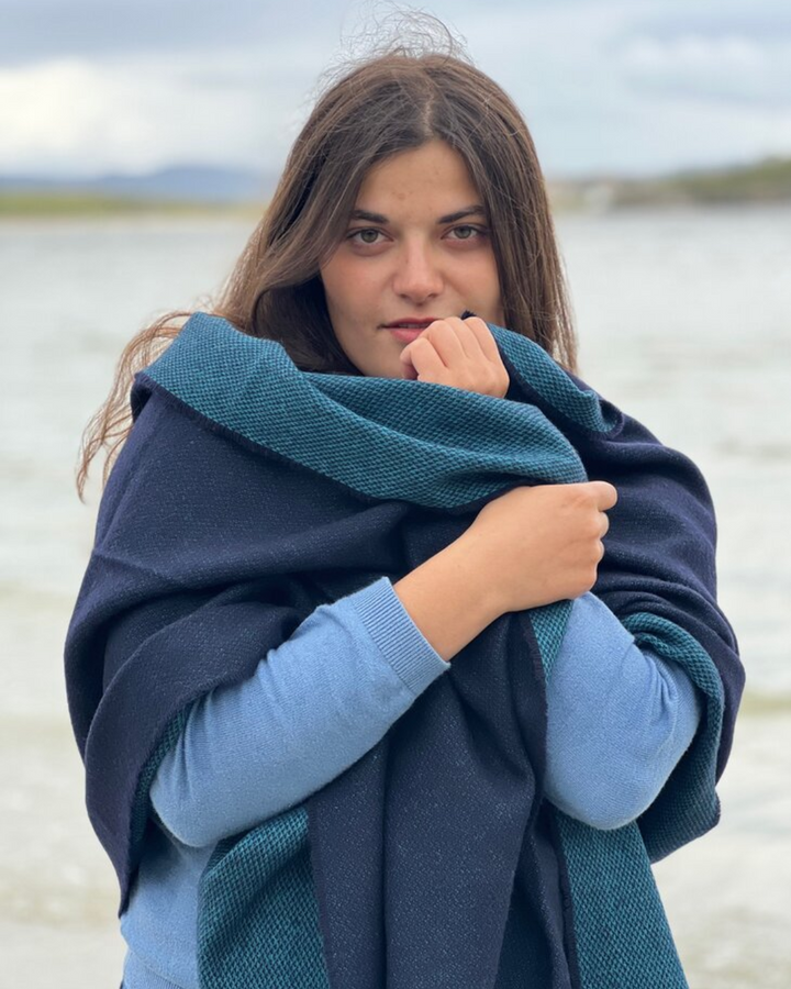 Merino Lambswool Pashmina in Sapphire & Turquoise