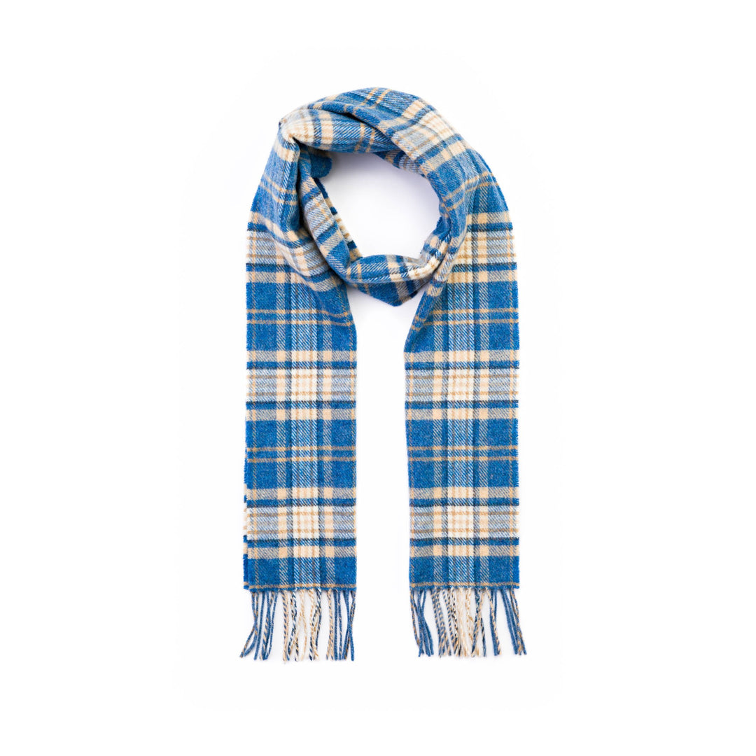 Lambswool Scarf in Blue Beige Check
