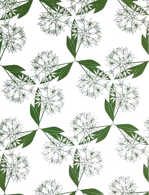 Irish Linen Tea Towel in Wild Garlic Floral Print on White