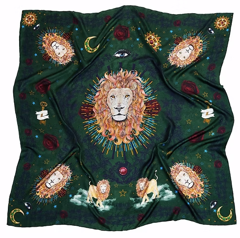The Merrion Large Silk Scarf in Green