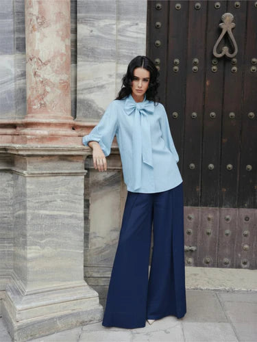 Pristine Palazzo Trousers Uk Irish Linen Deal In Navy – The Designerie