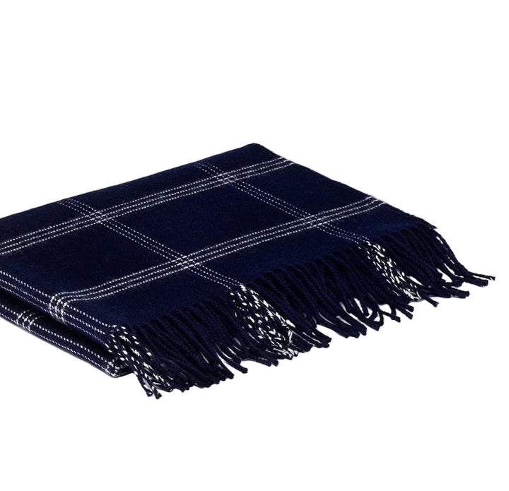 Merino Pashmina in Navy Windowpane