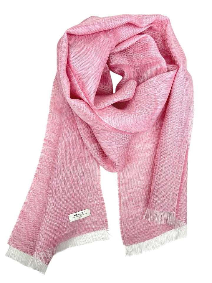 Irish Linen Scarf In Pale Pink