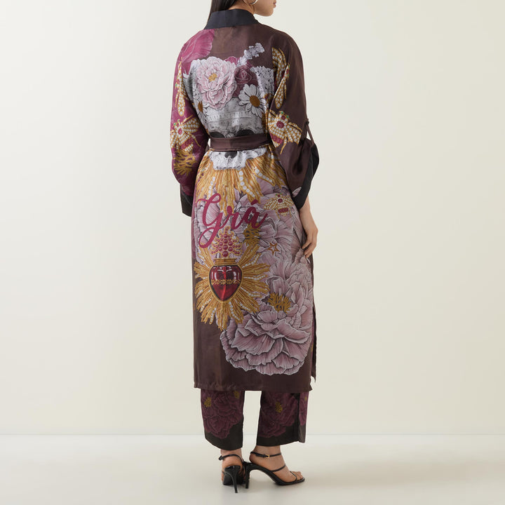 Valentine Burgundy/Brown Kimono