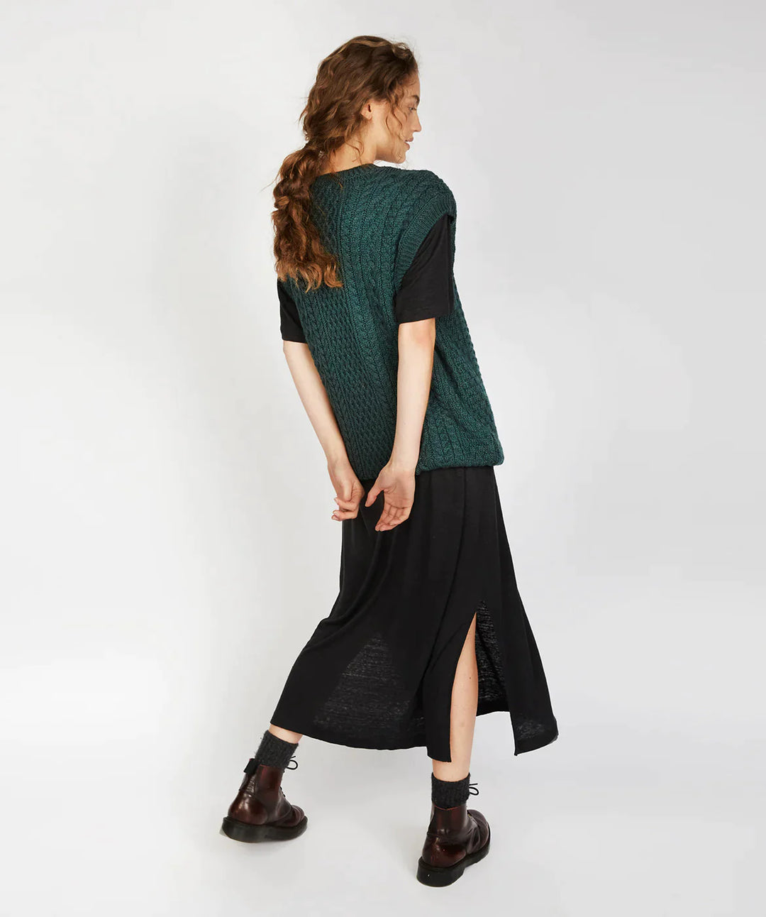 Aran Knit Vest — Evergreen