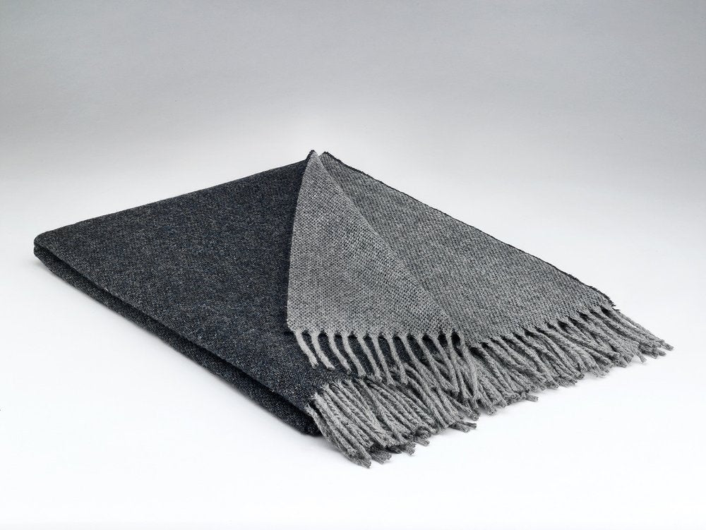 Merino Lambswool Throw in Charcoal Reversible