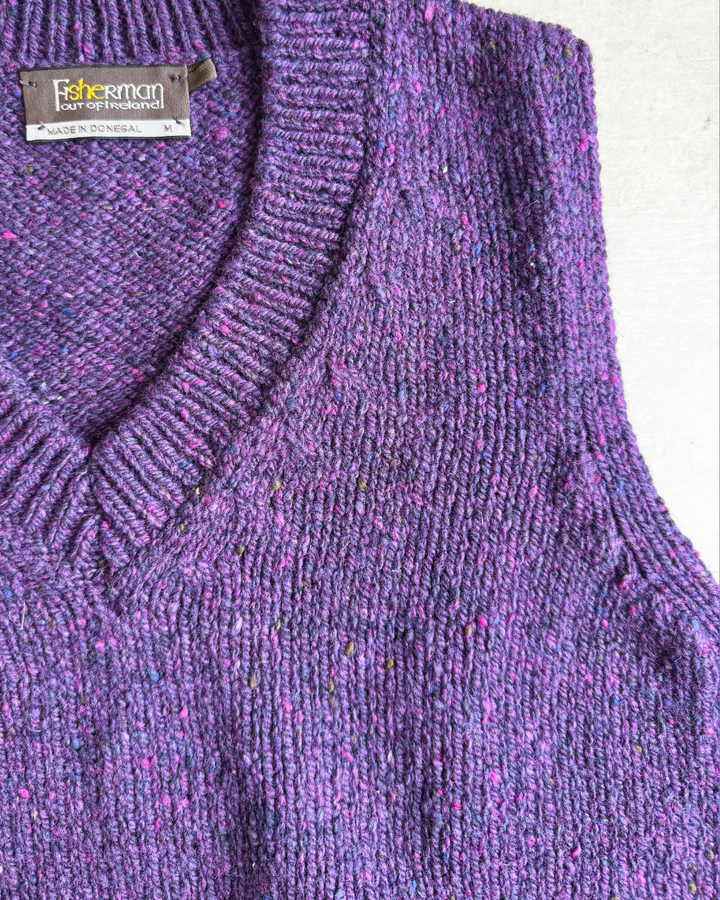 Merino/Alpaca V Neck Vest with in Blackcurrant