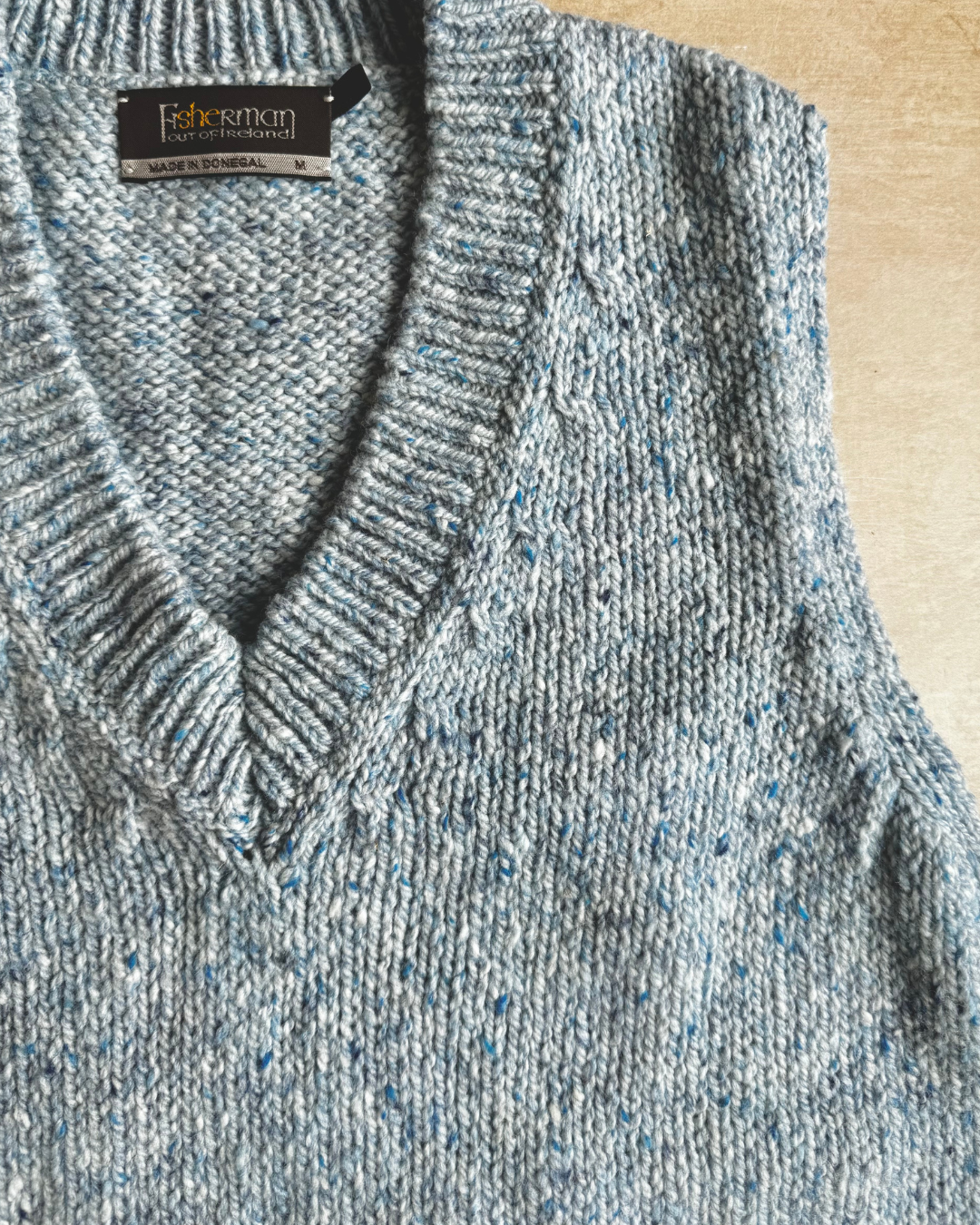 Merino/ Aplaca V Neck Vest in Blue Mist