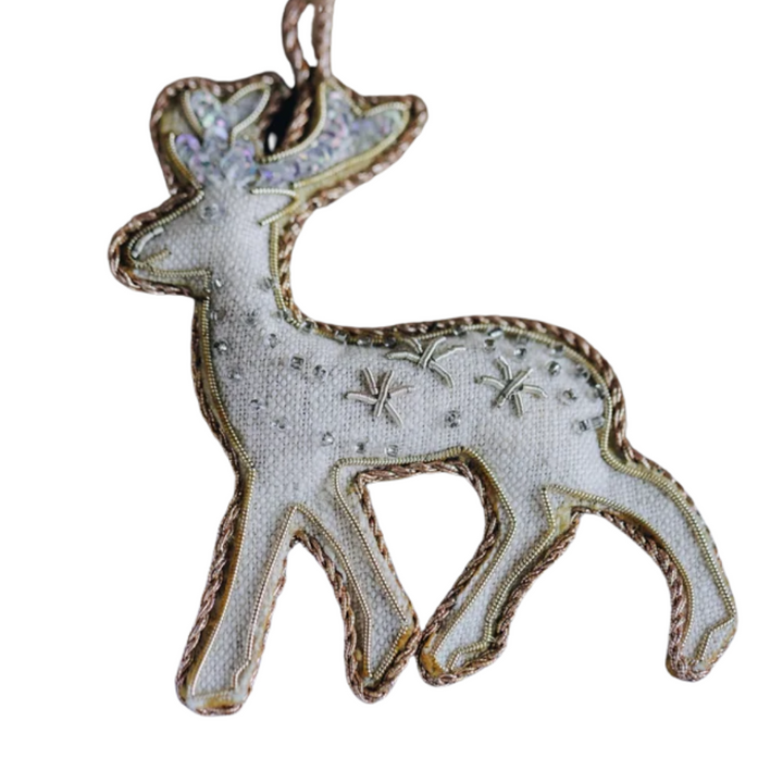 Irish Linen Handmade Reindeer Decoration