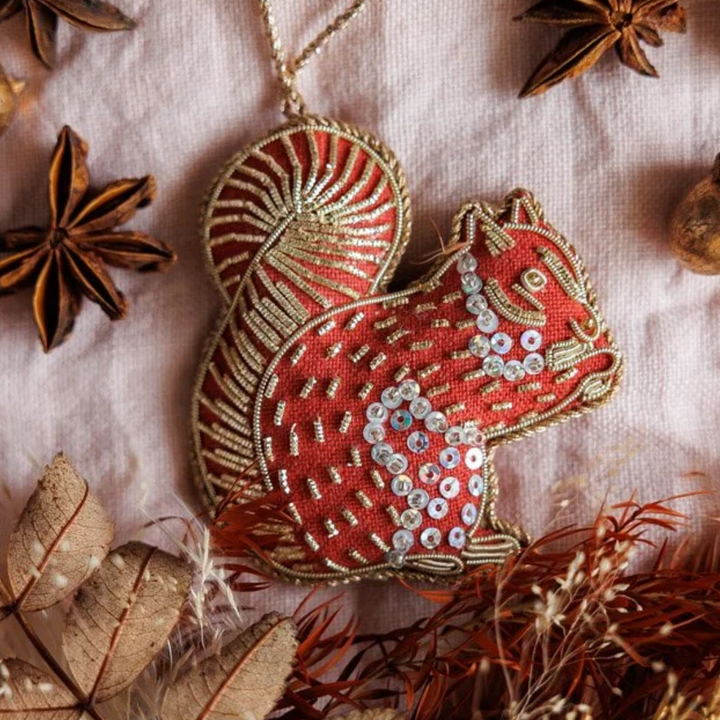 Irish Linen Handmade Red Squirrel Decoration