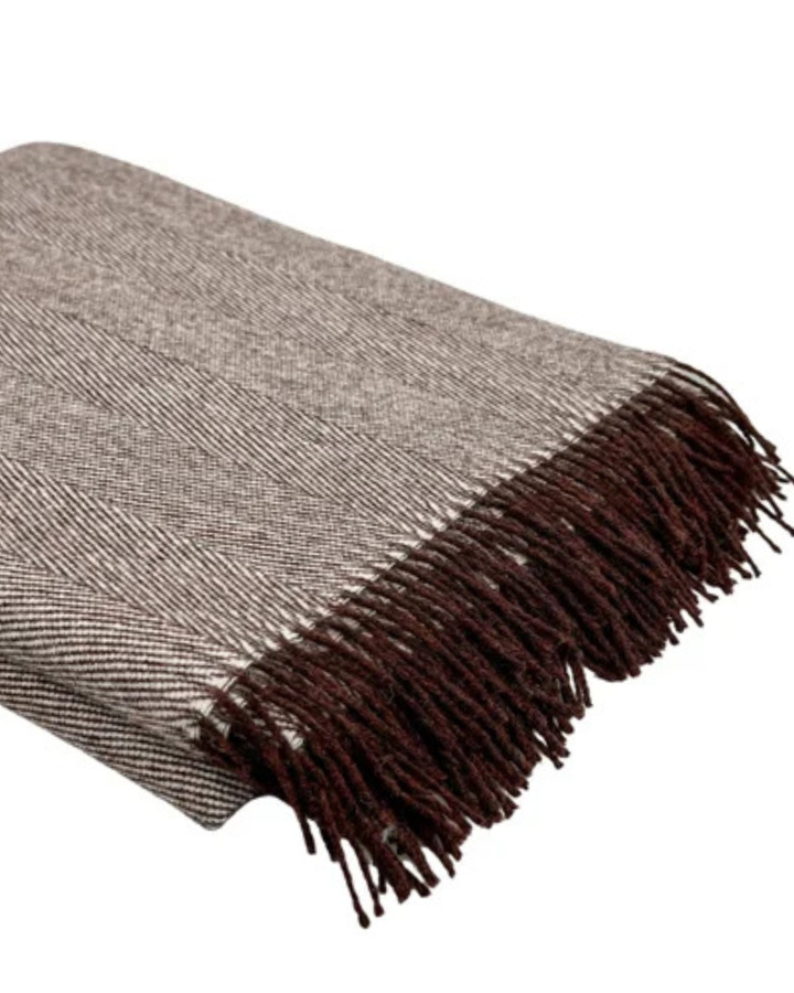 Merino Throw in Mocha Brown Herringbone