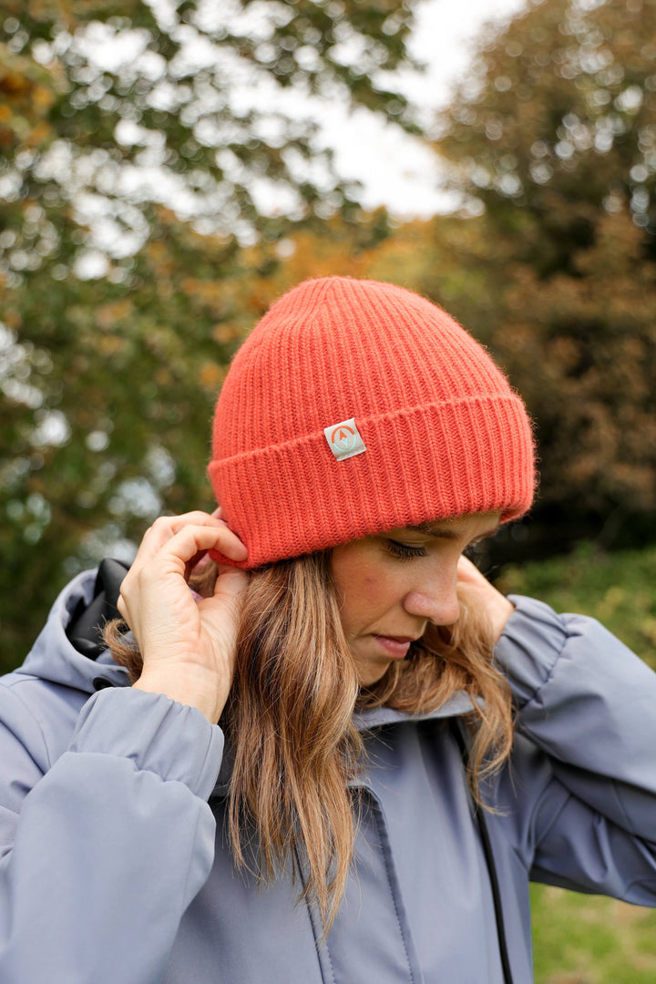 Malin Ribbed Beanie Coral Orange