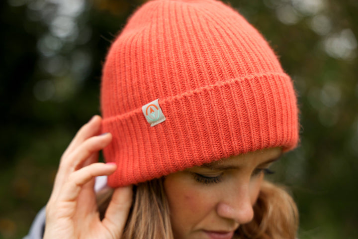 Malin Ribbed Beanie Coral Orange