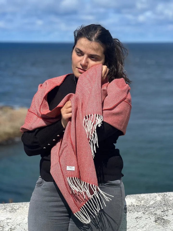 Cashmere and Merino Pashmina Wrap in Spice