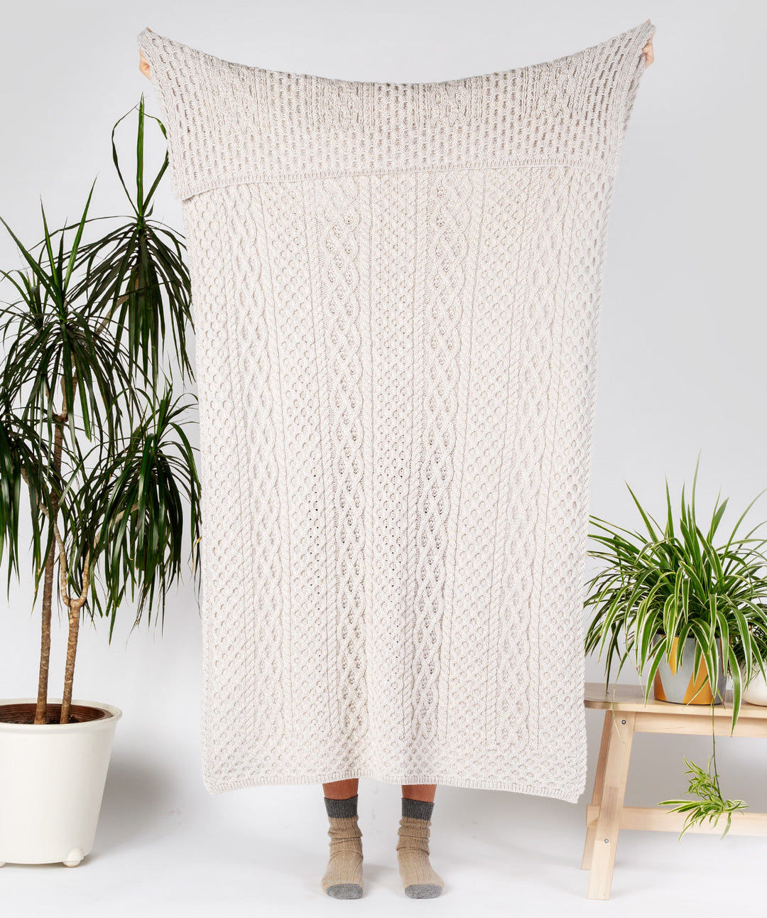 Merino Knit Throw in Silver Marl