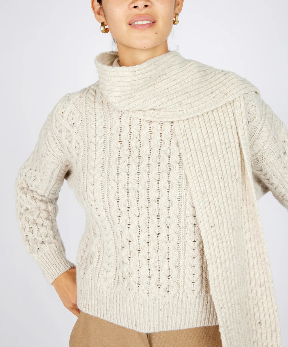 Ribbed Merino Scarf In Chalkstone