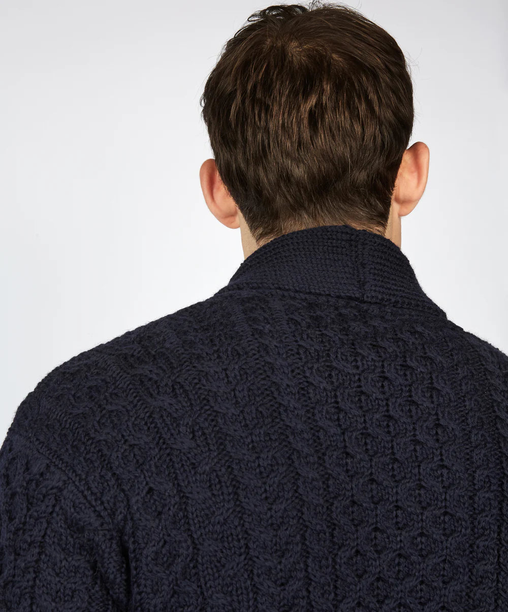 Woodford Aran Cardigan in Navy