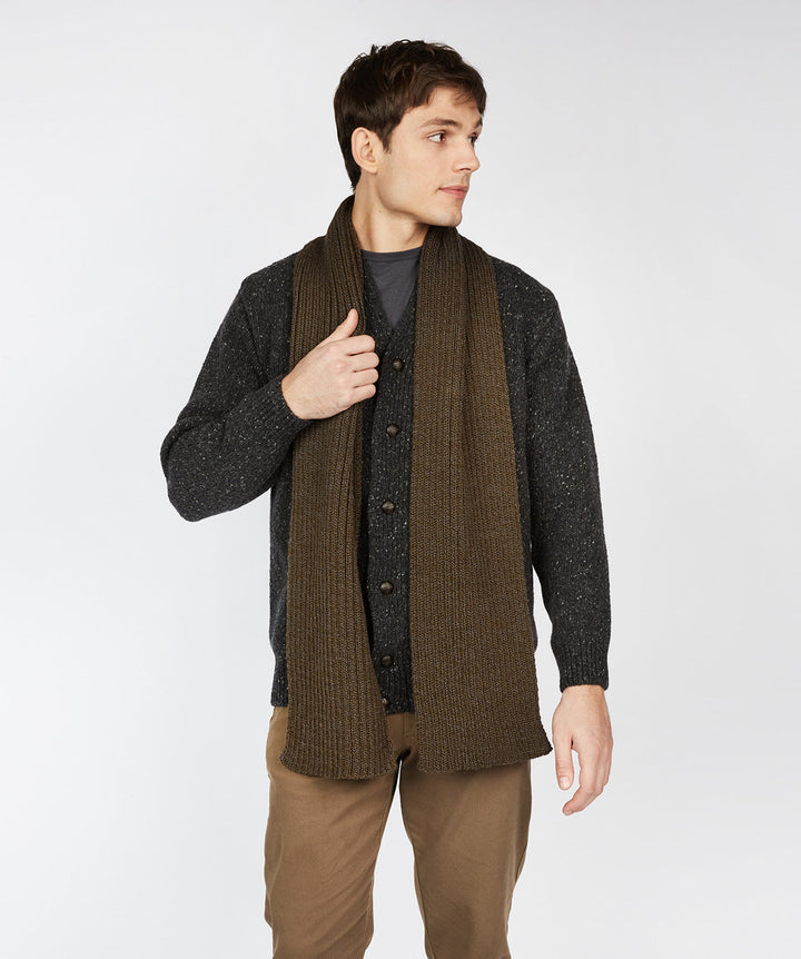Ribbed Merino Scarf in Forest