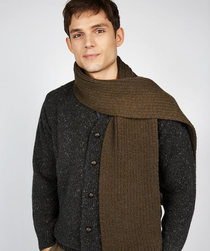 Ribbed Merino Scarf in Forest