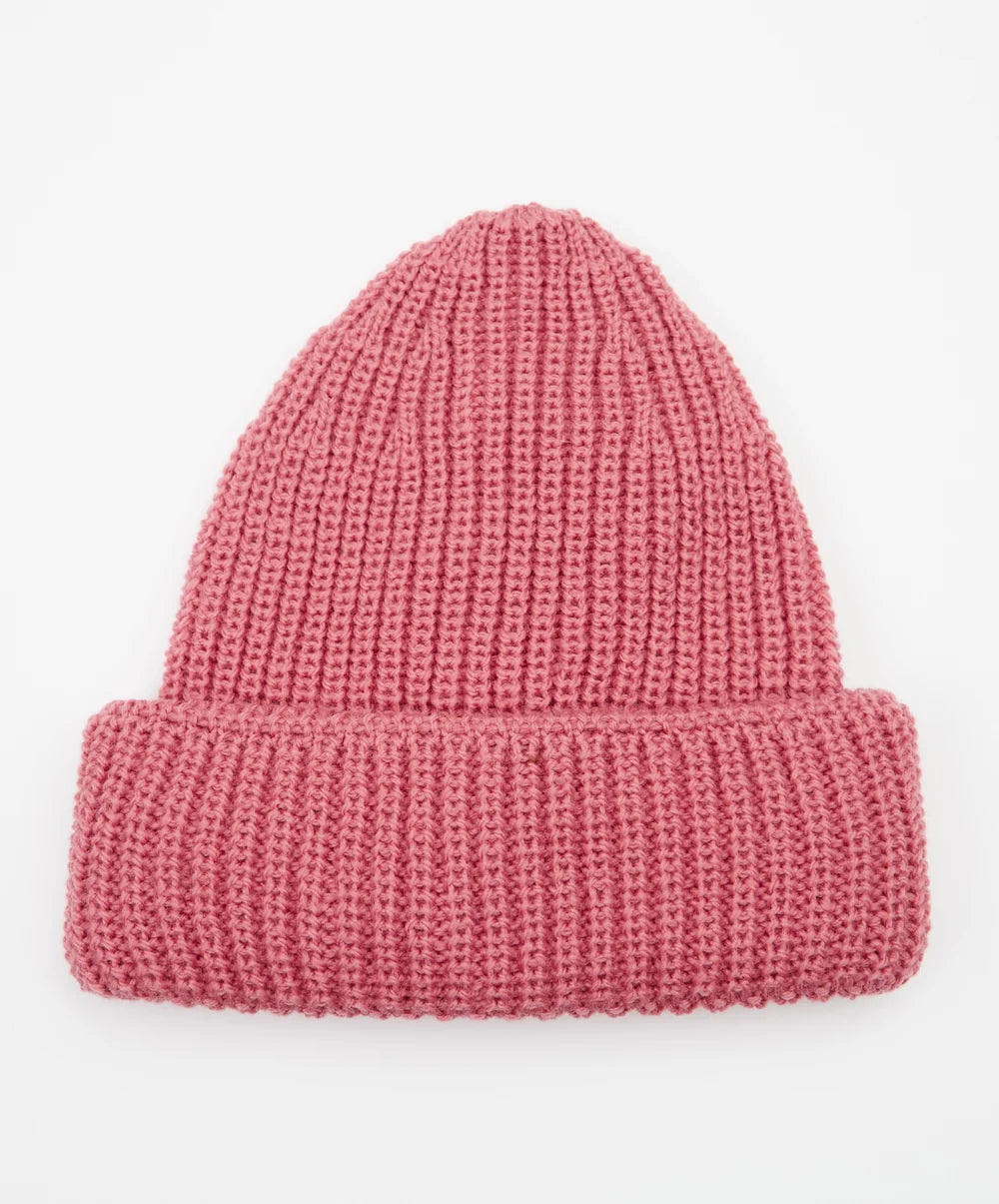 Chunky Ribbed Merino Hat in Rosa Pink