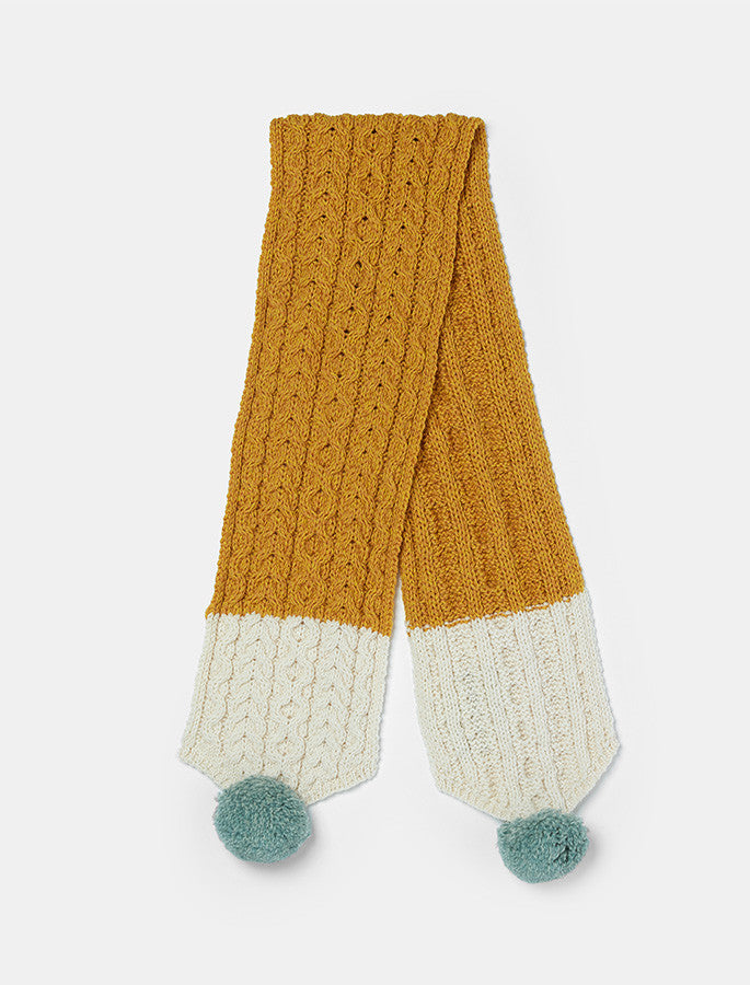 Child's Aran Scarf in Mustard