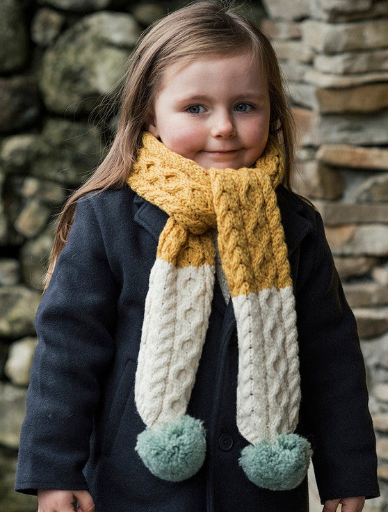 Child's Aran Scarf in Mustard