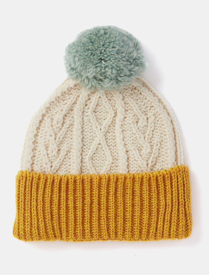 Child's Aran Bobble hat in Mustard