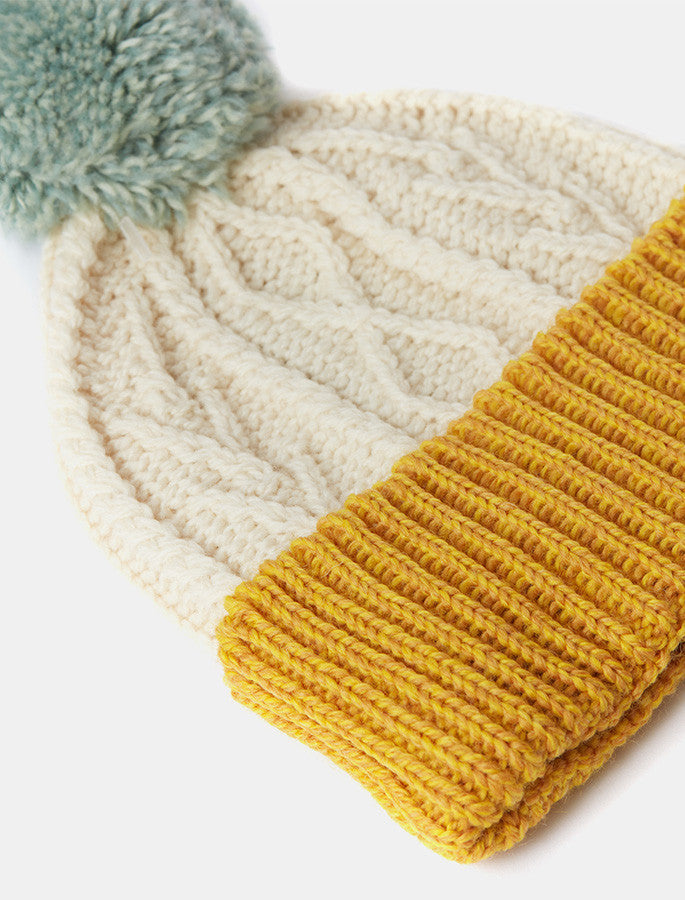 Child's Aran Bobble hat in Mustard