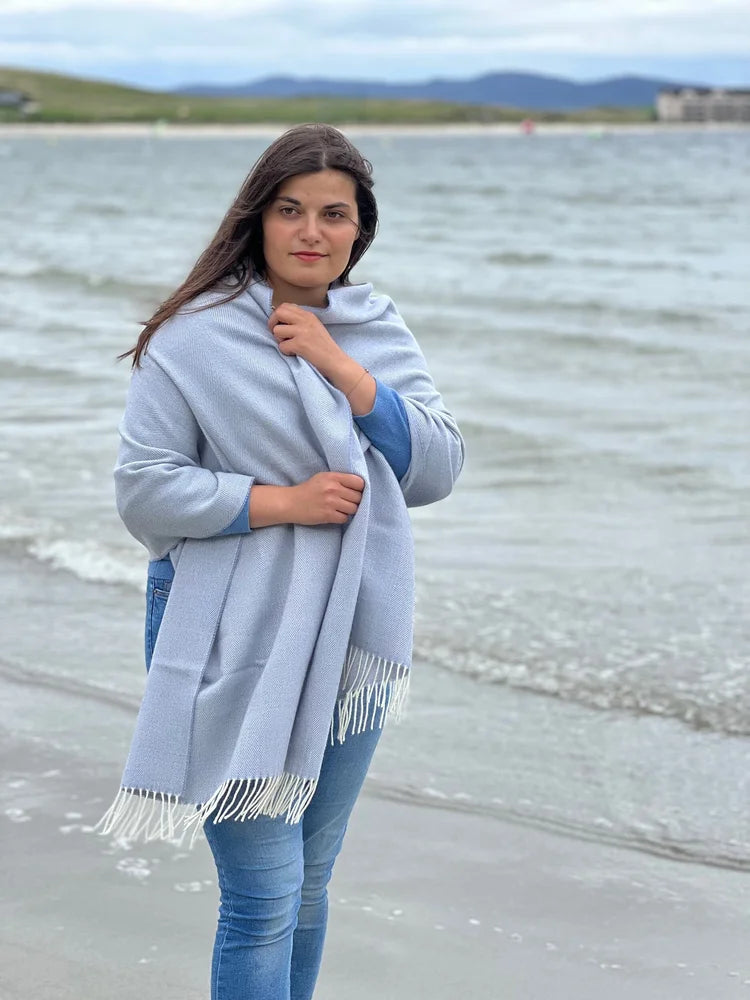 Merino Pashmina Wrap in Smoke Grey