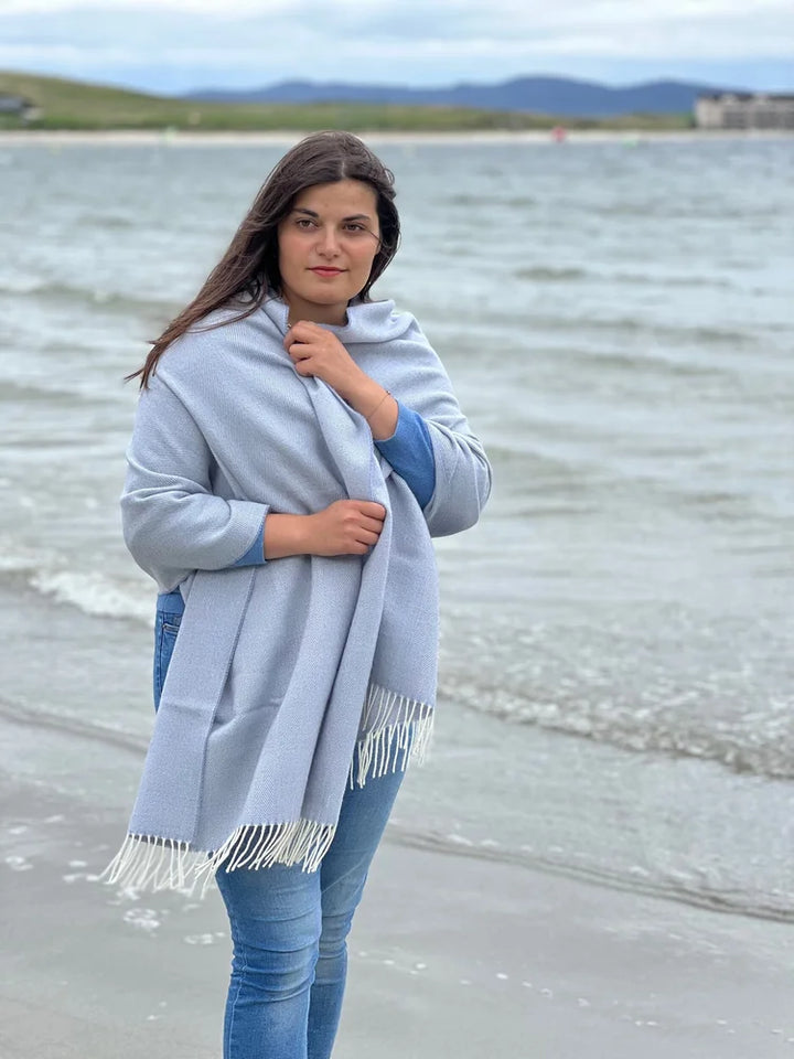 Merino Pashmina Wrap in Smoke Grey