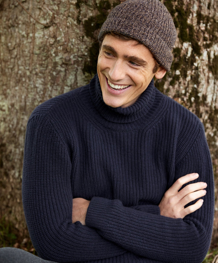 Merino Blend Beanie Hat in Shadow